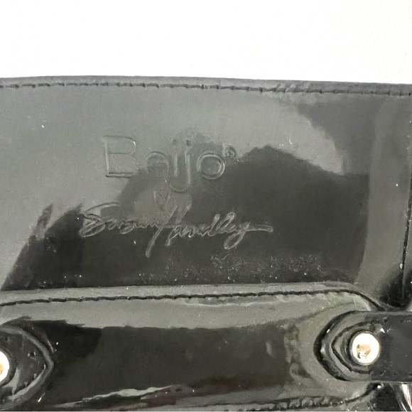 Black Patent Leather Beijo Bag with Silver Accents - Picture 3 of 6